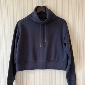 Women's Black Cropped Funnel Neck Hoodie